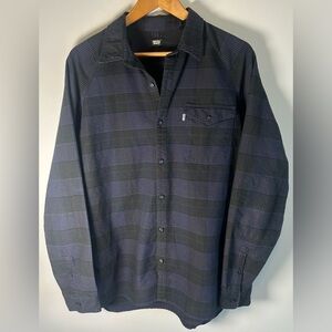 Vintage Levi's Checkered Plaid Stripes Button Down Shirt XL Black & Purple RARE